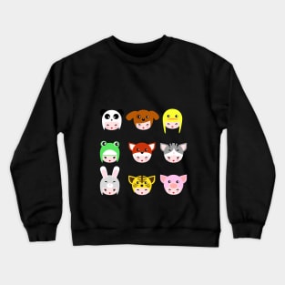 Japan Kokeshi dressed as pets Crewneck Sweatshirt